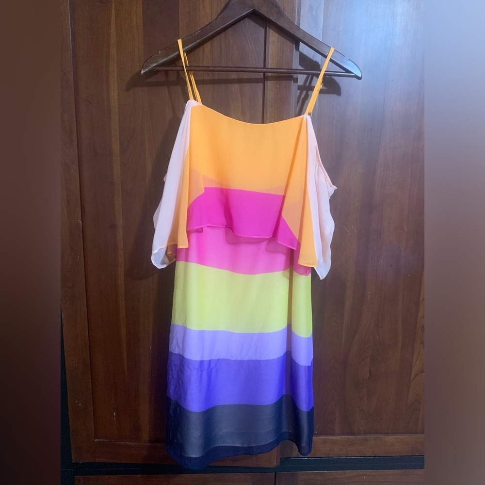 Trina Turk Color Block Striped Printed Silk Butterfly Dress
